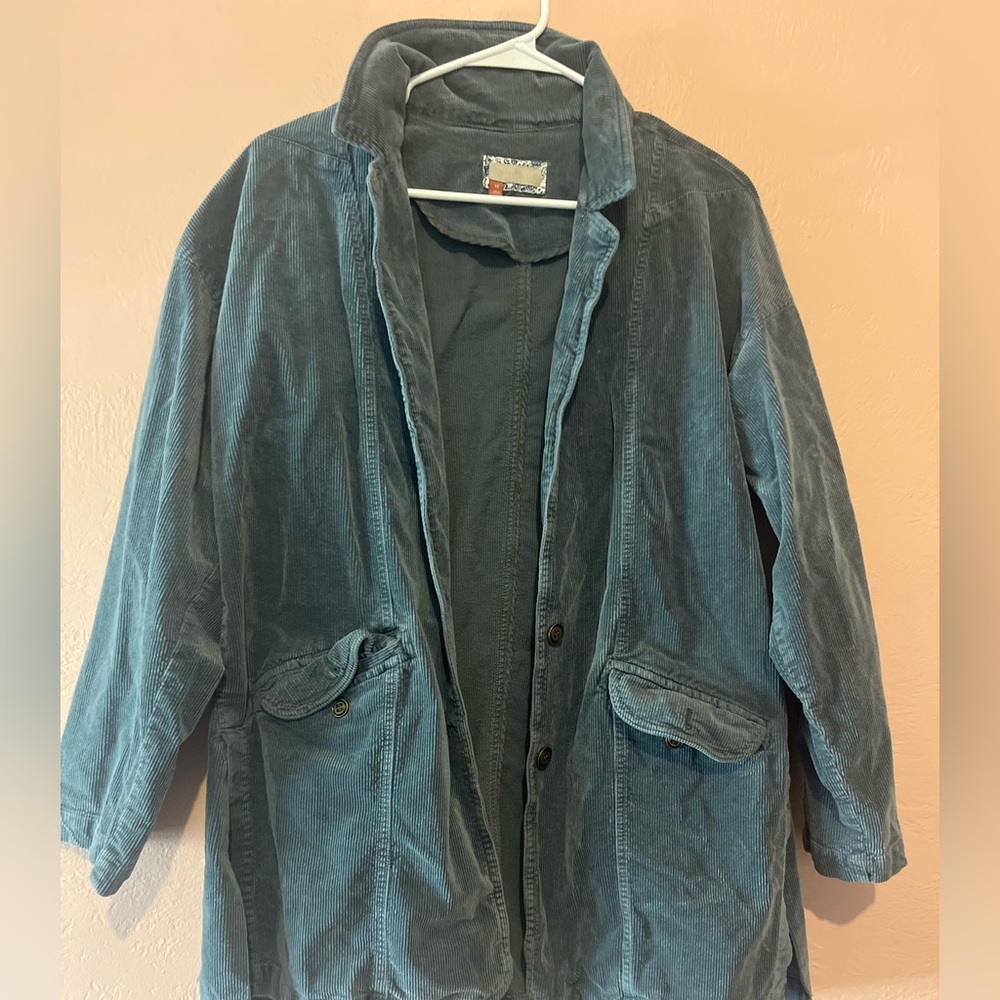 Anthropologie Pilcro Oversized Corduroy Blazer Jacket Coat Shacket Blue Sz small - Picture 9 of 16